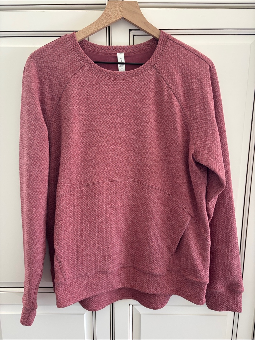 Lululemon Catch A Moment Crew Textured Sweatshirt Cozy Heathered Pink Womens 12